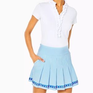 NWT Lilly Pulitzer Luxletic Prisca Blue Peri Seersucker Striped Skort  Sz 14